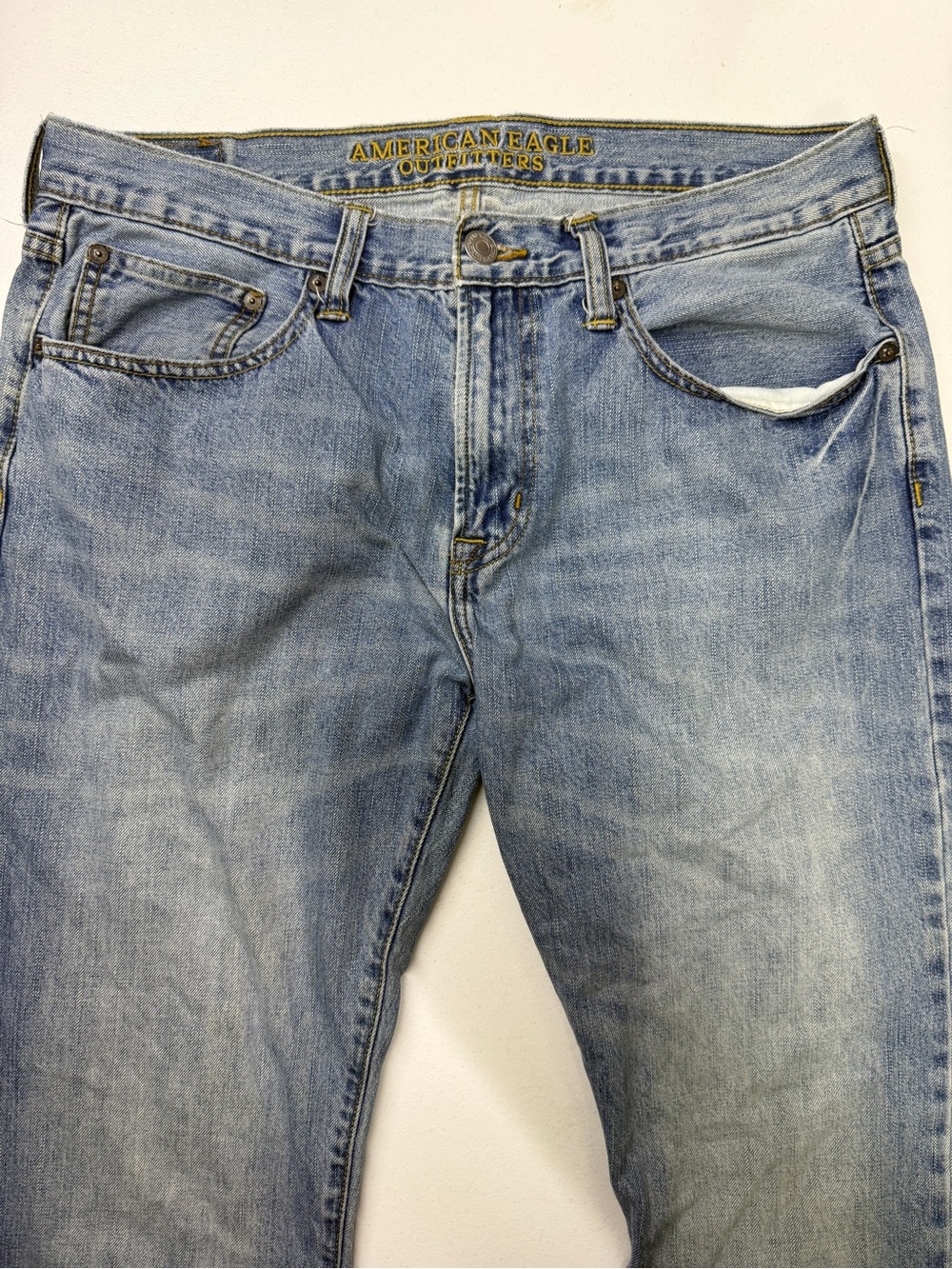 American Eagle Men’s Original Straight Jeans 34x34 Light Wash Denim